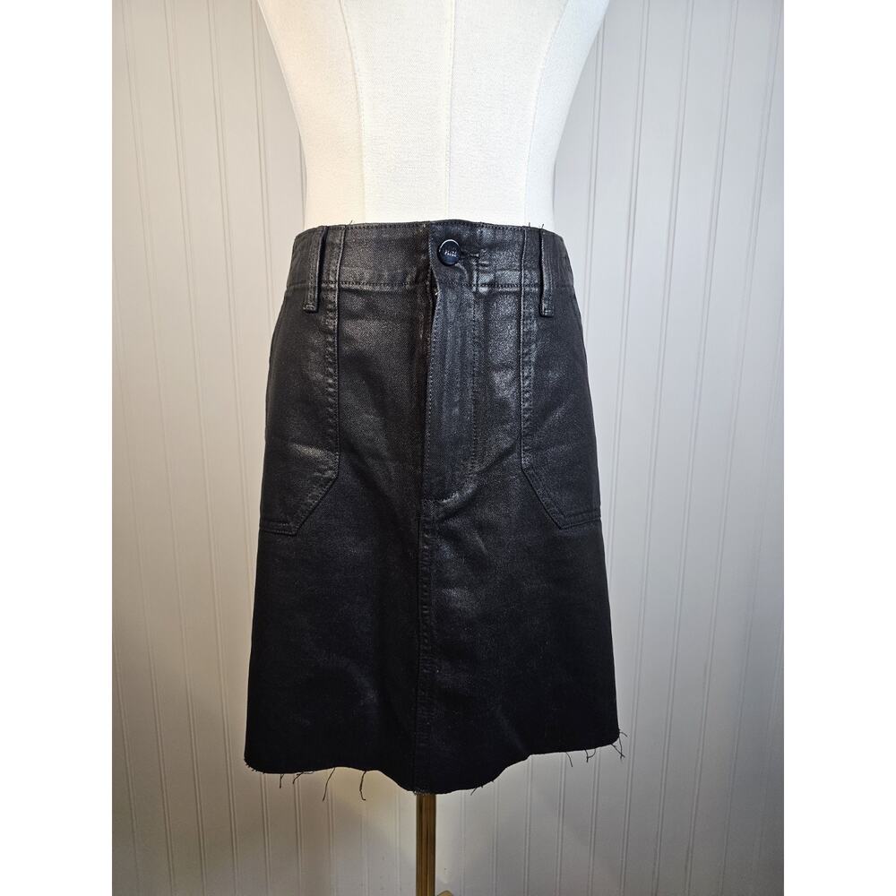 Paige Coated‎ Black Raw Hem Mayslie Utility Denim Mini Skirt Women's Size 29/6